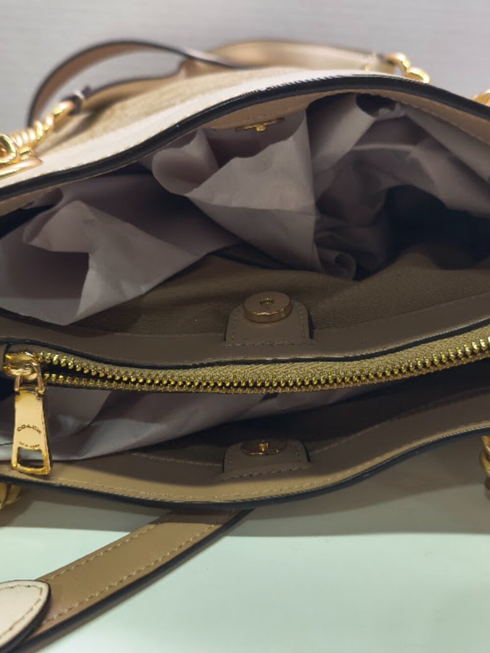 Coach C8152 Cammie Chain Bucket Bag In Signature Canvas Smooth Leather - Picture 3 of 15